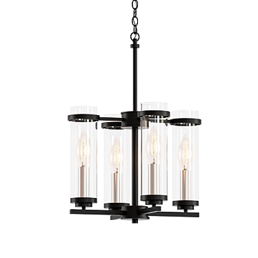 Elegant Black Nickel Pendant Chandelier 3D model image 1 