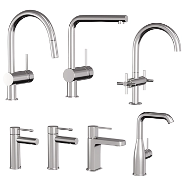 Stylish Grohe Taps & Shower Set 3D model image 1 