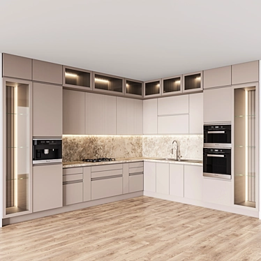 Sleek Kitchen004: Innovative Design & Versatile Function 3D model image 1 