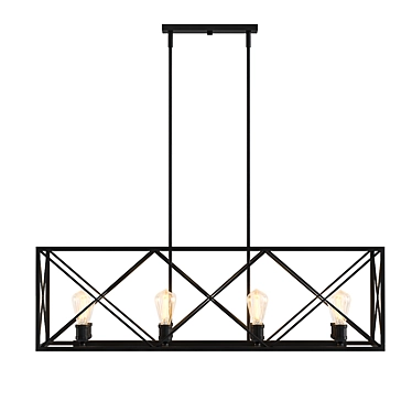 Modern Matte Black Eight-Light Pendant 3D model image 1 