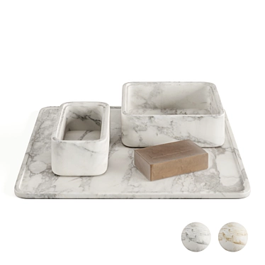 Elegant Arabescato Marble Bath Set 3D model image 1 