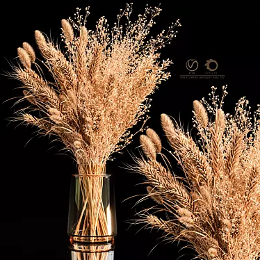 Elegant Dry Flower Bouquet Vase 3D model image 1 