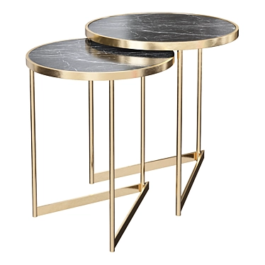 Sleek Marble Top End Table Set 3D model image 1 