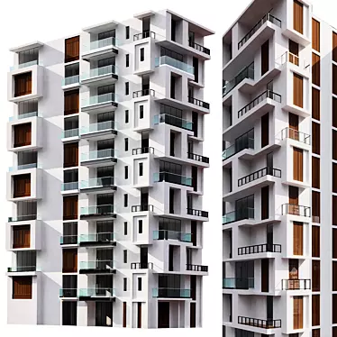 Modern Residential Building Design 3D model image 1 