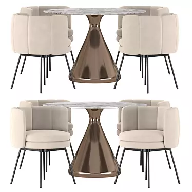 Elegant Silhouette Pedestal Dining Set 3D model image 1 