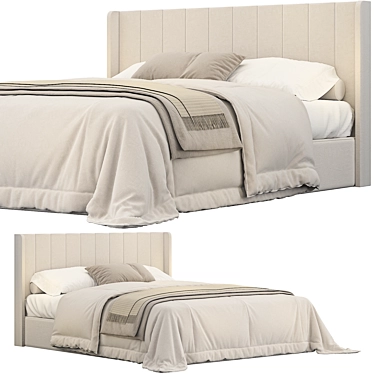 Elegant Striped Wingback Bed 3D model image 1 