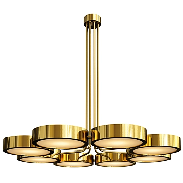 Sleek Italian Brass Chandelier 3D model image 1 