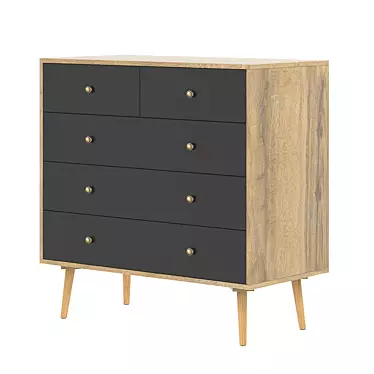 Berber Chest of Drawers with Five Print Boxes 3D model image 1 