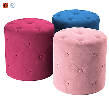 Luxury Velvet Pouffe Corolla 3D model image 1 