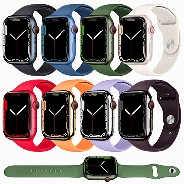 Sleek Apple Watch 7: Colors Galore! 3D model image 1 