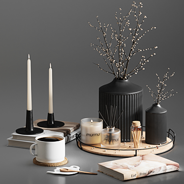 Elegant Decor Set: Murmur Candle & Diffuser 3D model image 1 