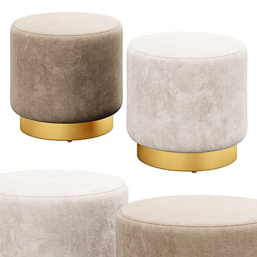 Luxurious Keira Velvet Ottoman 3D model image 1 