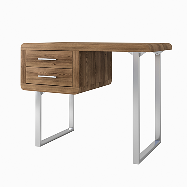 Elegant Walnut/Chrome Writing Desk 3D model image 1 