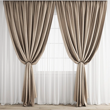 Premium Polygonal Model Curtain 3D model image 1 