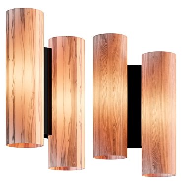 Handcrafted Wood Veneer Wall Light 3D model image 1 