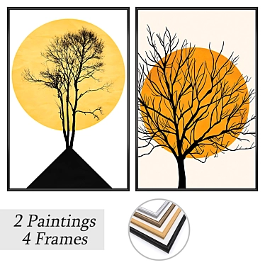 Artistic Duo: Paintings with Frame Options 3D model image 1 