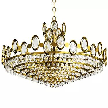 Elegant Golden Crystal Chandelier 3D model image 1 