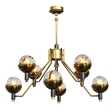 TUM Lampatron: Elegant Metal and Glass Chandelier (Brass/Gold, 8 Lamps, 82x62cm) 3D model image 1 
