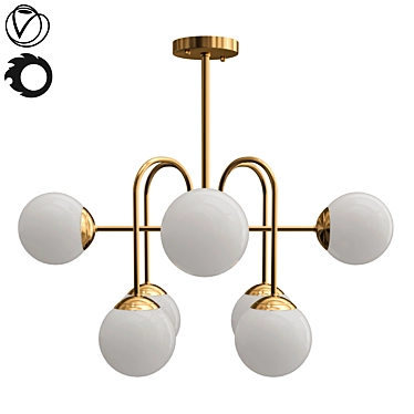 Modern Aozu Sputnik Chandelier - Eight-Light Fixture 3D model image 1 