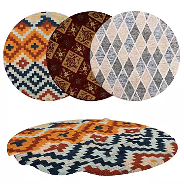 Round Rugs Set: Variety of Designs 3D model image 1 