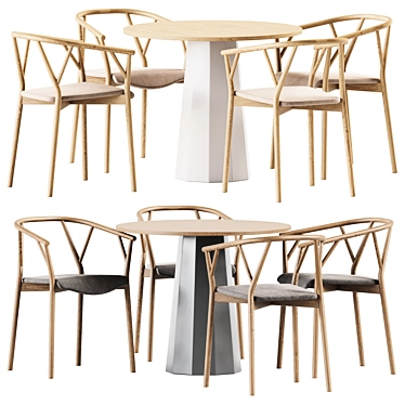 Stylish Dining Set: Dix Table & Valerie Armrest 3D model image 1 