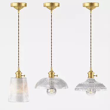 Rustic Glass Pendant Lights: Vintage Charm 3D model image 1 