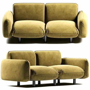 Luxury BEAN Velvet Sofa 3D model image 1 