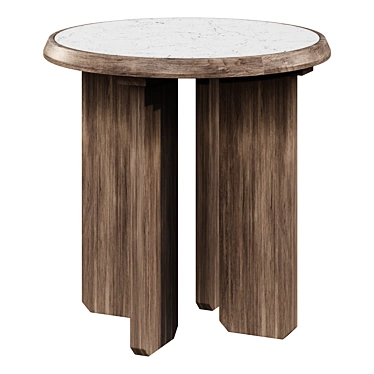 Title: Reclaimed Wood & Marble End Table 3D model image 1 