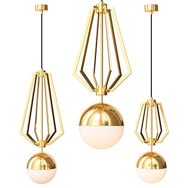 Scandi Gold Pendant Lamp: Minimalistic Elegance 3D model image 1 