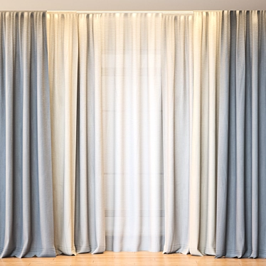 Sleek 4K Textured Minimalistic Curtain 3D model image 1 