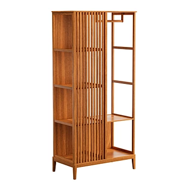 Bohemian Bamboo Sliding Wardrobe 3D model image 1 