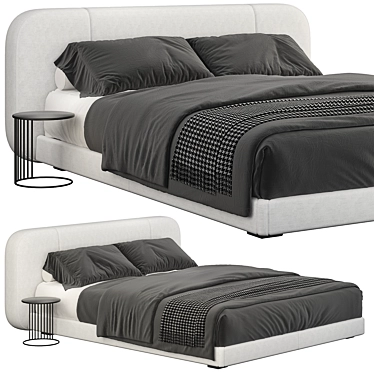 Gray Softbay Bed: Stylish and Comfortable 3D model image 1 