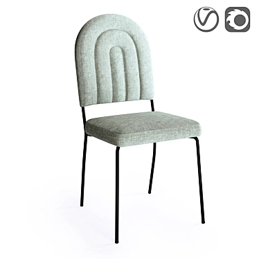 Rainbow Wave Chair: Vintage Design with Textured Fabric 3D model image 1 