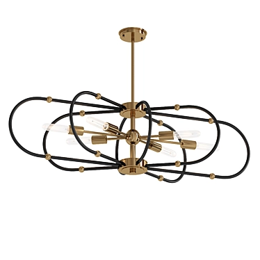 Vintage Brass Six-Light Chandelier 3D model image 1 