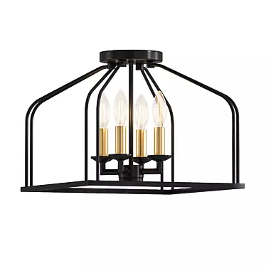 Frisco Black and Gold Semi-flush Mount 3D model image 1 