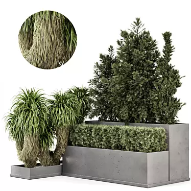Outdoor Garden Set: Bush & Tree 3D model image 1 