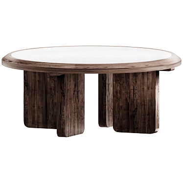 Rustic Marble Wood Coffee Table 3D model image 1 