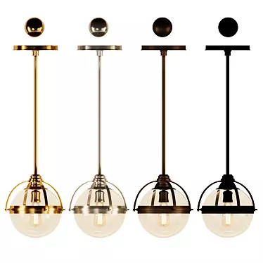 Sleek Metal Pendant Light 3D model image 1 