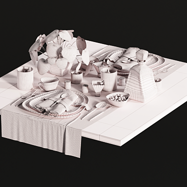 Luxury Diamond Tableware Set - 6 Piece 3D model image 1 