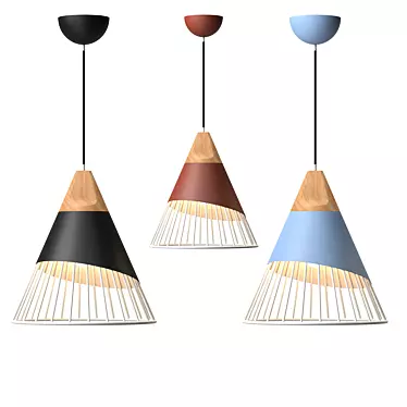 Natural Wood Pendant Lights 3D model image 1 