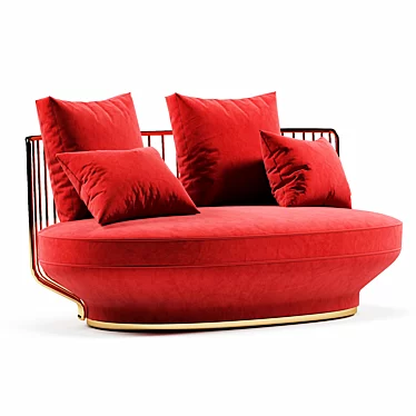 Paradise Bird: Elegant 2 Seater Fabric Sofa 3D model image 1 