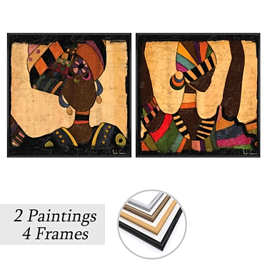 Art Prints Set with Various Frames 3D model image 1 