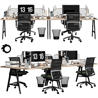 Ergonomic Office Chair Set 3D model image 1 
