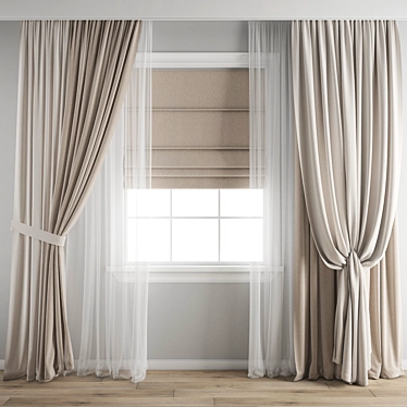 Elegant Polygonal Curtain 3D model image 1 