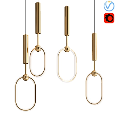 Sleek Pendant Light: HOOP BRIGHT 3D model image 1 