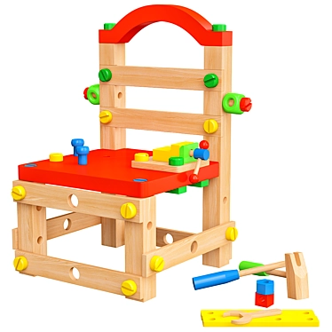 Wooden Constructor Chair: Build Your Own Seating 3D model image 1 