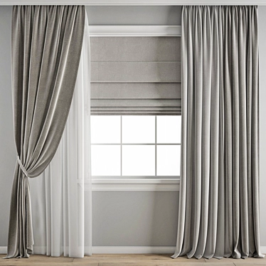 Elegant Polygon Curtain 3D model image 1 