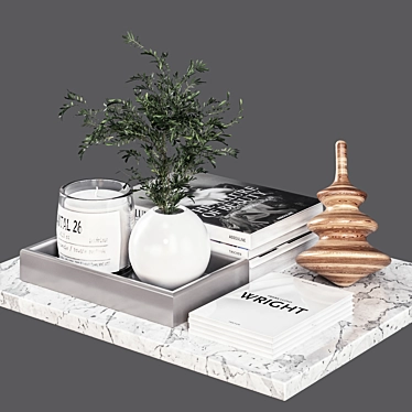 Elegant Decor Set: Books & Bouquet 3D model image 1 