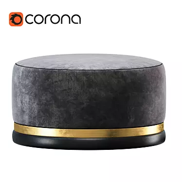 Edson Round Leather Pouf 3D model image 1 