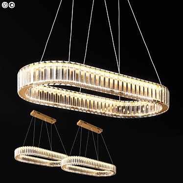 Elegant Oval Crystal Chandelier 3D model image 1 